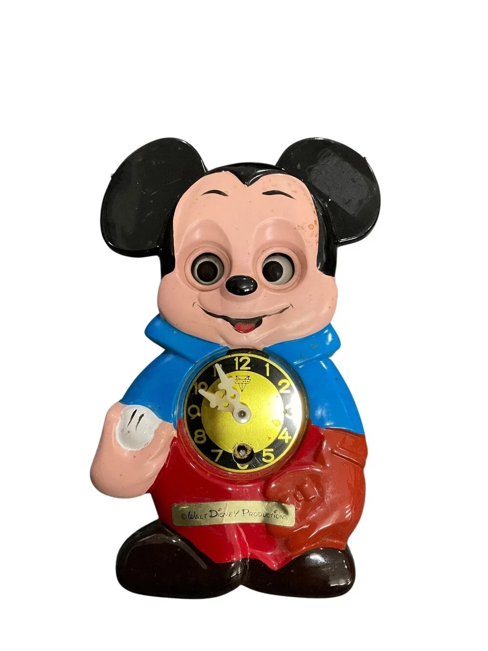 MiKen Mickey Mouse Wall Clock Moving Eyes With Pendulum Miken No Key VIDEO!
